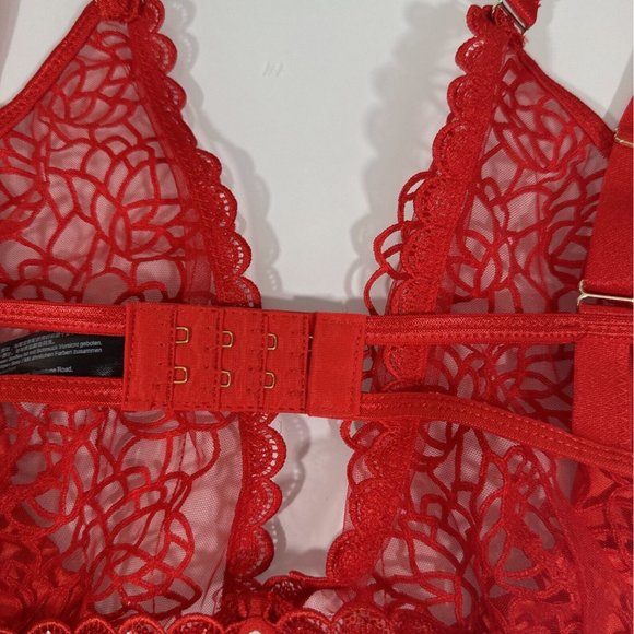 NEW Ann Summers [ Large 12-14 ]‎ Nya Sheer Embroidered Sequin Underwire Bra Red - Picture 9 of 11